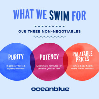 Infographic with three circles: Purity, Potency, and Palatable Prices—core principles for Brain Fuel*.